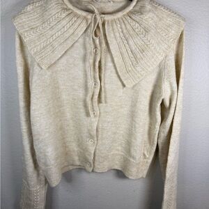 MANGO Cream Button-Up Cardigan